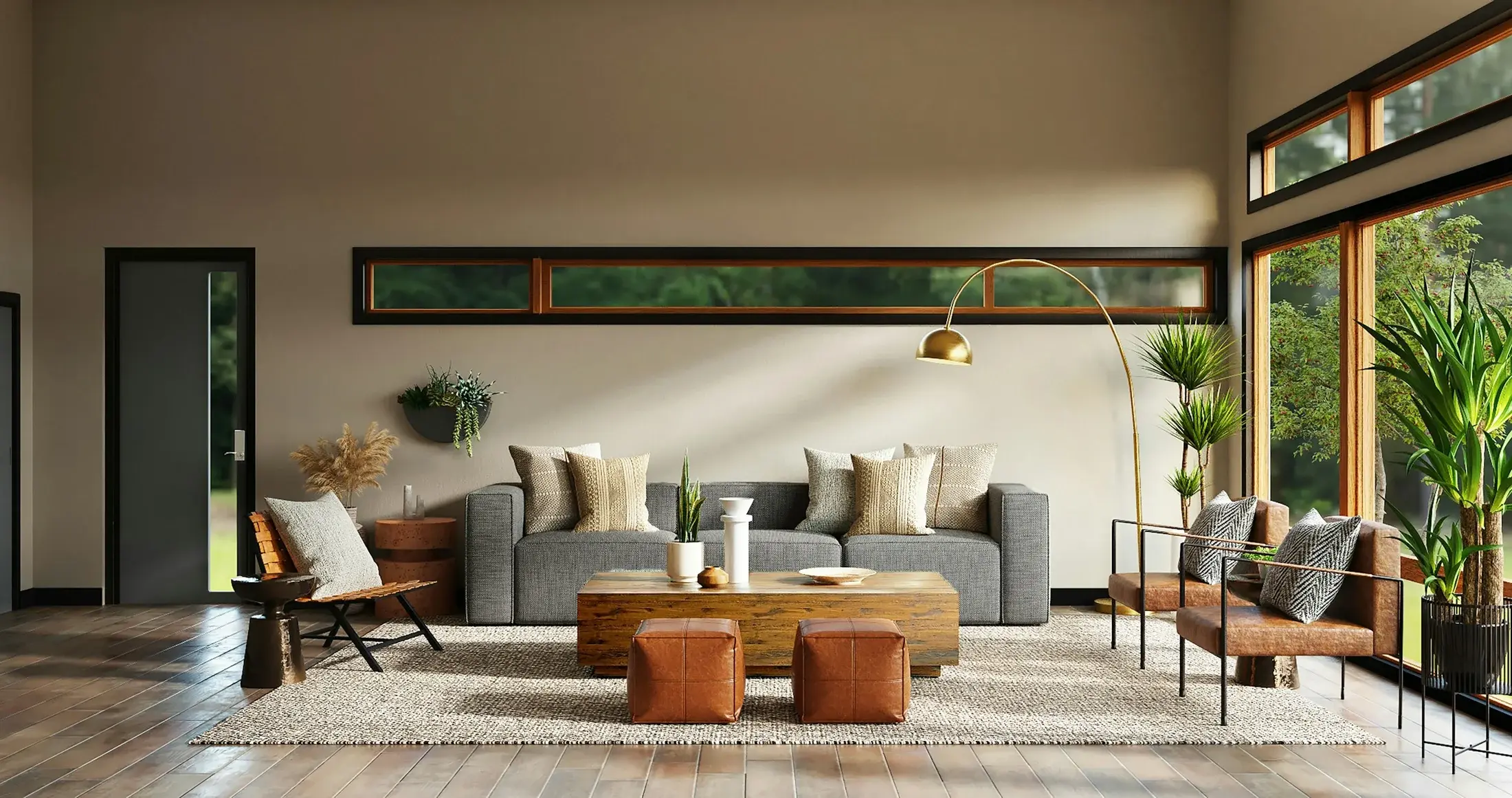 Considered interior design with natural materials and daylight